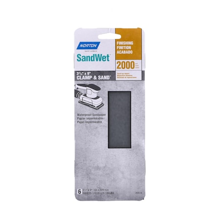 Norton Abrasives Norton SandWet 9 in. L X 3 in. W 2000 Grit Silicon Carbide Sanding Sheet 6 pk 07660768528